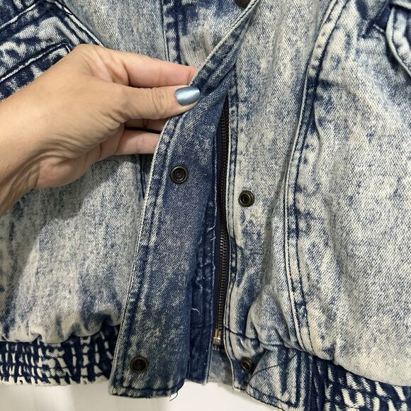 Vintage Acid Wash Denim Jean Bomber Jacket Y2K Ruth Douglas Floral Size Medium - Picture 4 of 15